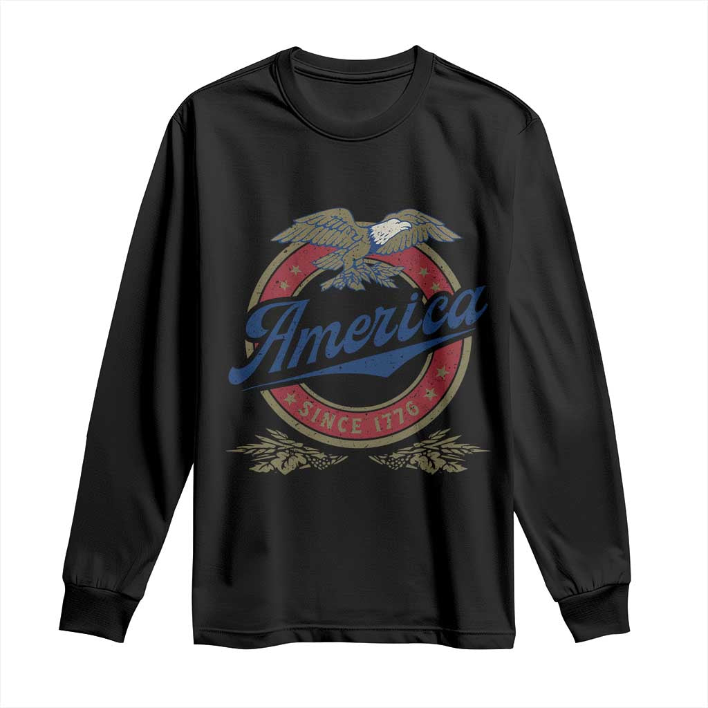 America Since 1776 Long Sleeve Shirt 4th of July Retro Vintage Patriotic Eagle Pride TS02 Black Print Your Wear
