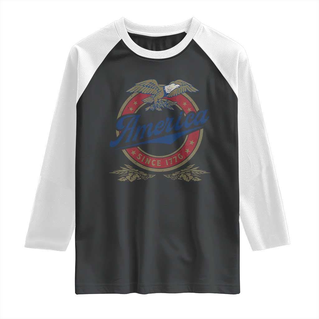 America Since 1776 Raglan Shirt 4th of July Retro Vintage Patriotic Eagle Pride TS02 Black White Print Your Wear