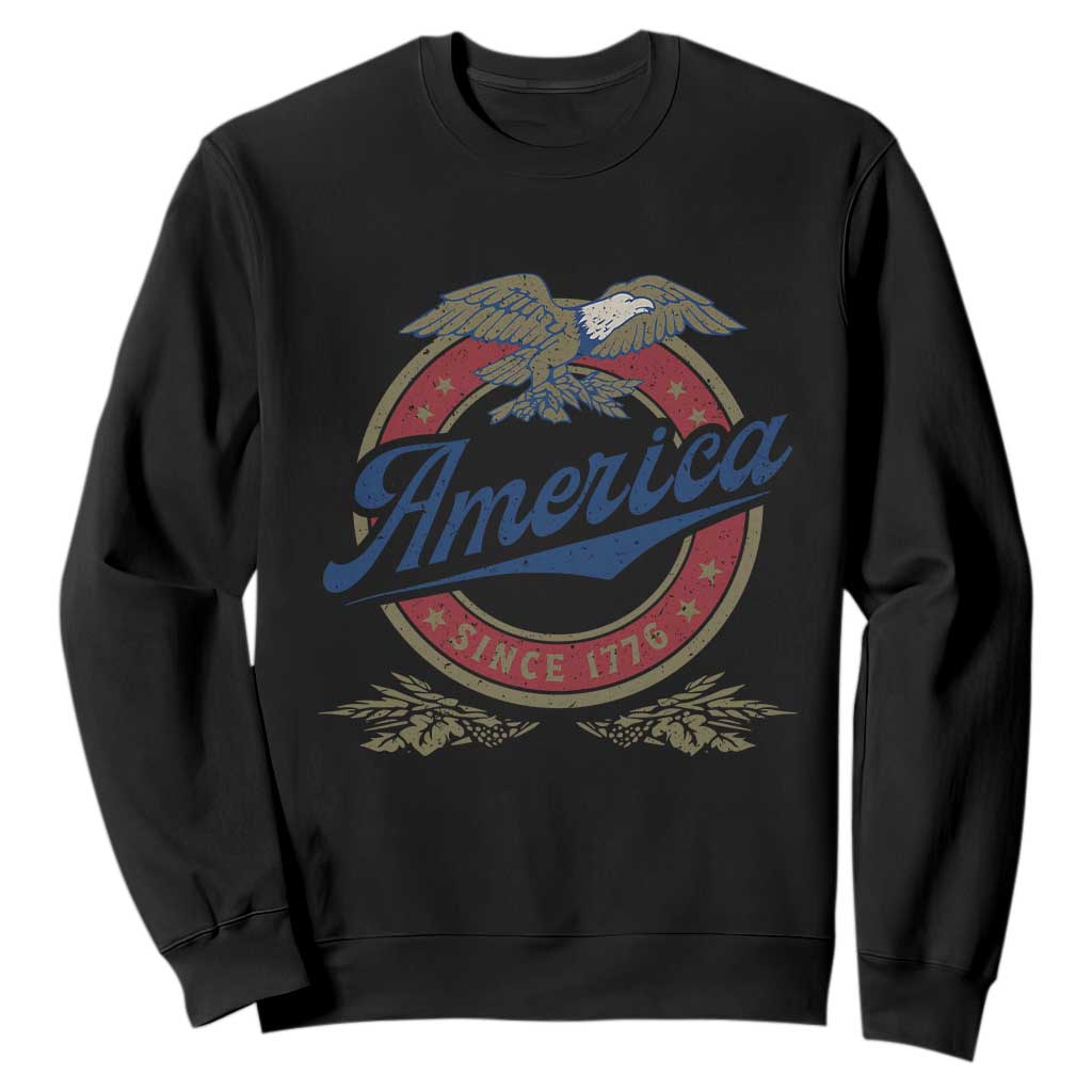 America Since 1776 Sweatshirt 4th of July Retro Vintage Patriotic Eagle Pride TS02 Black Print Your Wear