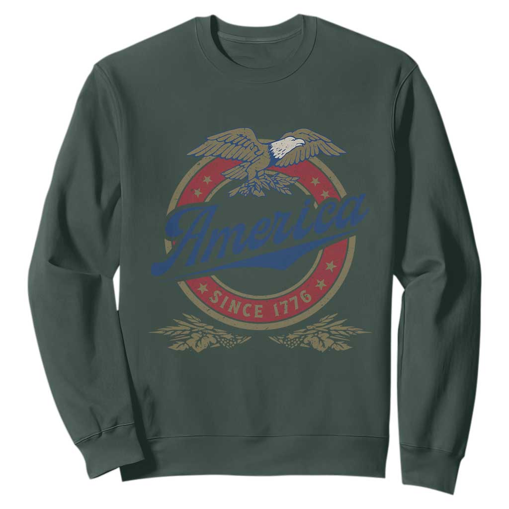 America Since 1776 Sweatshirt 4th of July Retro Vintage Patriotic Eagle Pride TS02 Dark Forest Green Print Your Wear