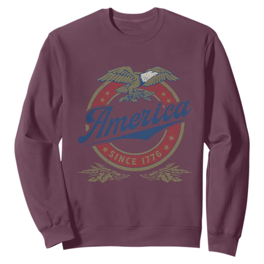 America Since 1776 Sweatshirt 4th of July Retro Vintage Patriotic Eagle Pride TS02 Maroon Print Your Wear