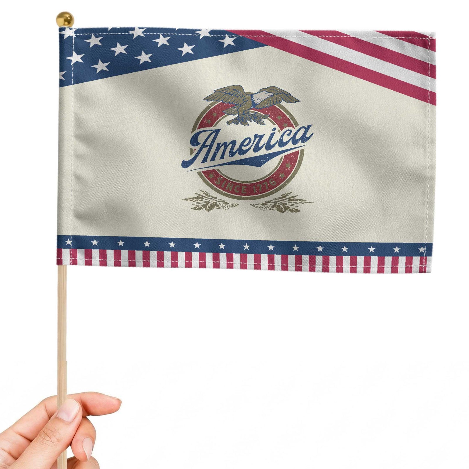 America Since 1776 Patriotic Handheld Flag 4th of July Retro Vintage Patriotic Eagle Pride TS02 Modern 8.2