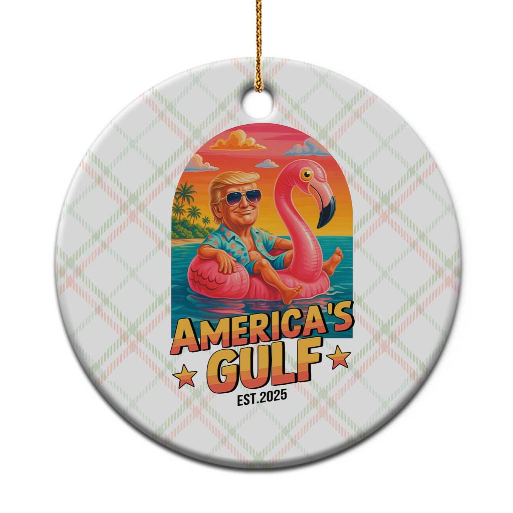 Americas Gulf Est 2025 Ceramic Ornament Funny Trump Flamingo Float Patriotic Beach TS02 1pc Christmas Plaid Print Your Wear