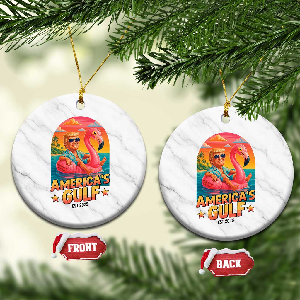 Americas Gulf Est 2025 Ceramic Ornament Funny Trump Flamingo Float Patriotic Beach TS02 1pc White Marble Print Your Wear