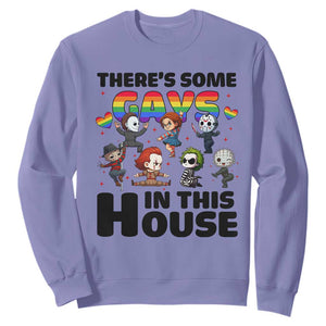 There's Some Gays in This House Sweatshirt Funny LGBTQ+ Horror Character Pride Mashup TS02 Violet Print Your Wear