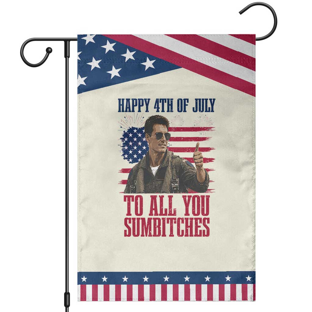 Happy 4th of July To All You Sumbitches Graphic Patriotic Garden Flag Funny Fighter Pilot Retro Action Movie Humor Inspo TS02 Modern Beige Blue Print Your Wear