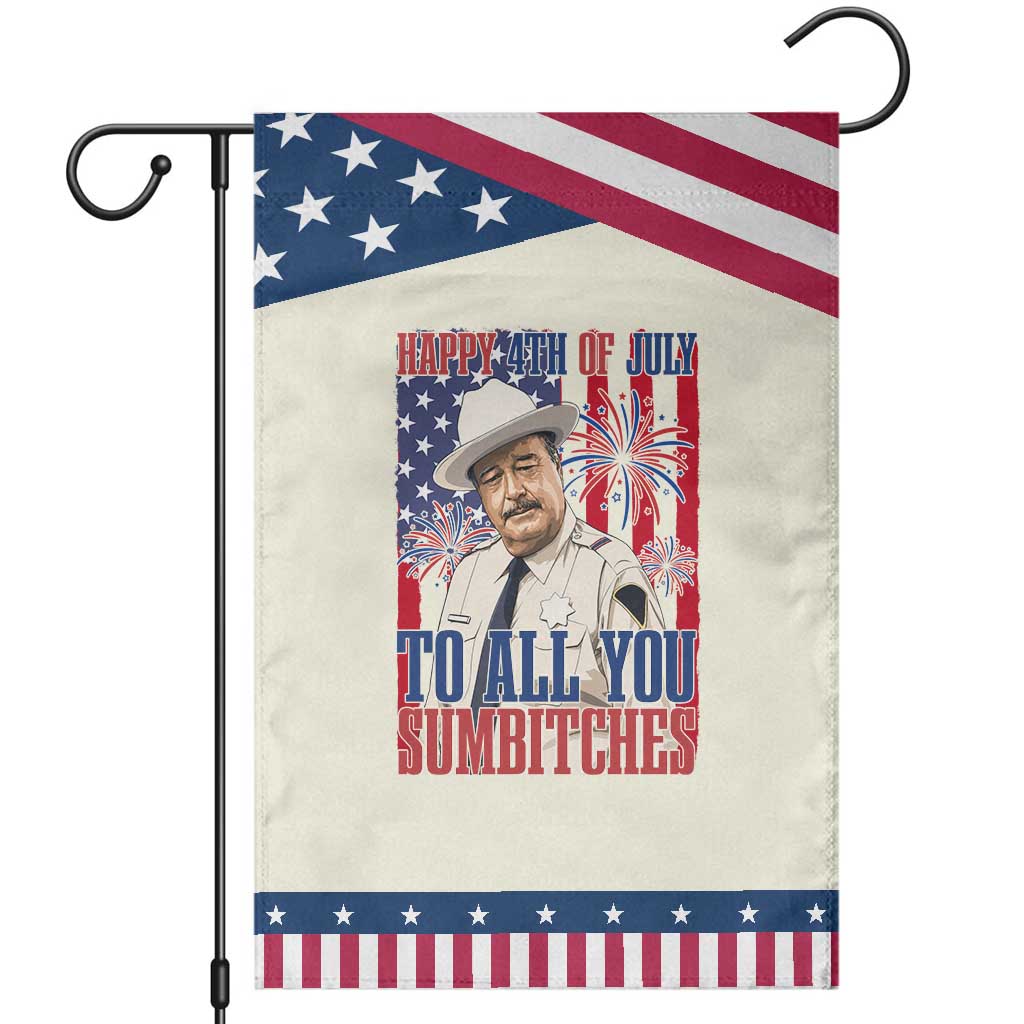 Happy 4th of July To All You Sumbitches Funny Sheriff Graphic Patriotic Garden Flag Retro Movie Quote Inspo Country Humor TS02 Modern Beige Blue Print Your Wear
