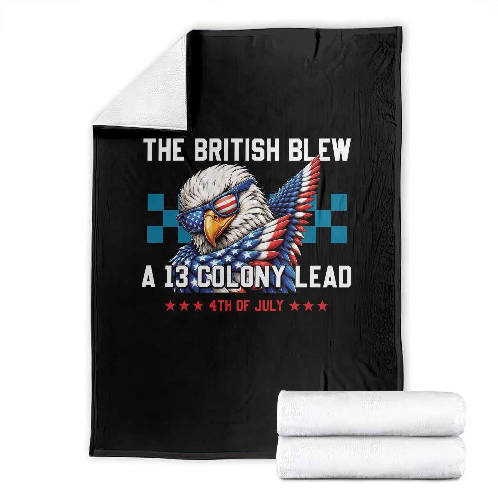 The British Blew A 13 Colony Lead Dabbing Eagle Throw Blanket Funny Patriotic 4th of July History Humor Graphic TS02 Black Print Your Wear