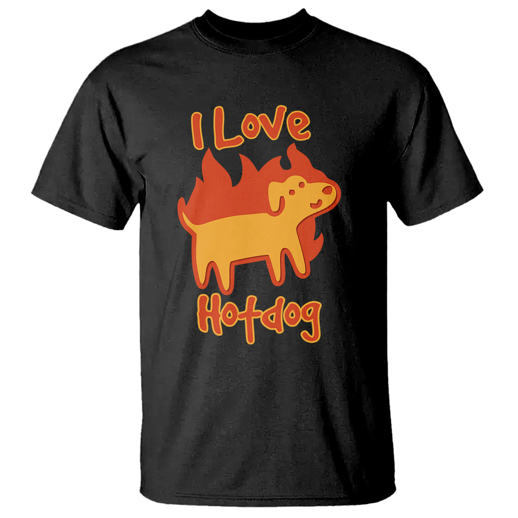 I Love Hot Dog Funny Dog On Fire Meme Dog Puns T Shirt TS02 Purple Printyourwear