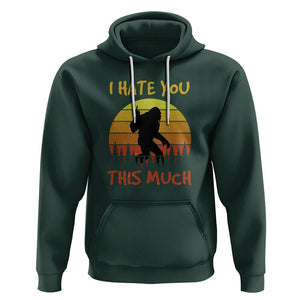 Funny Bigfoot Hoodie I Hate You This Much Middle Finger Sarcastic Sasquatch Retro Sunset TS02 Dark Forest Green Printyourwear