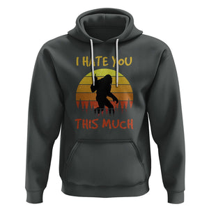 Funny Bigfoot Hoodie I Hate You This Much Middle Finger Sarcastic Sasquatch Retro Sunset TS02 Dark Heather Printyourwear