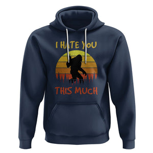 Funny Bigfoot Hoodie I Hate You This Much Middle Finger Sarcastic Sasquatch Retro Sunset TS02 Navy Printyourwear