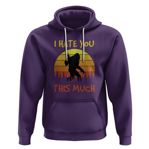 Funny Bigfoot Hoodie I Hate You This Much Middle Finger Sarcastic Sasquatch Retro Sunset TS02 Purple Printyourwear