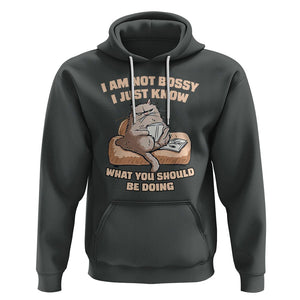 Sarcastic Cat Hoodie I Am Not Bossy I Just Know What You Should Be Doing TS02 Dark Heather Printyourwear