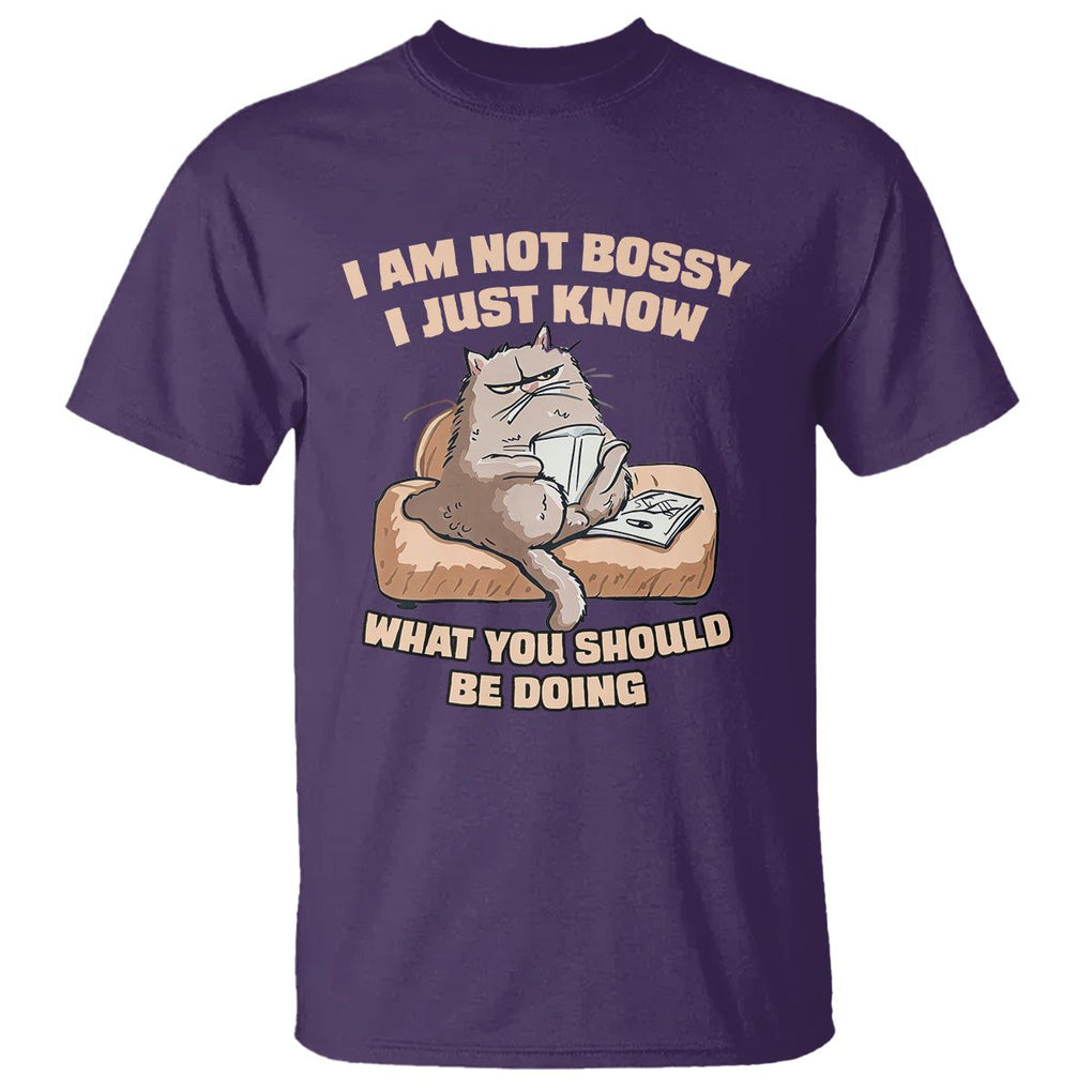Sarcastic Cat T Shirt I Am Not Bossy I Just Know What You Should Be Doing TS02 Purple Printyourwear