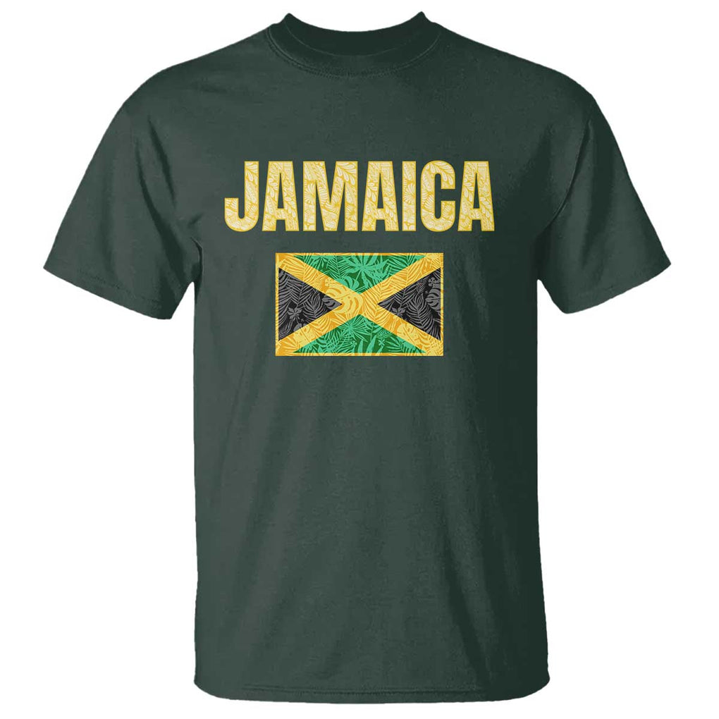 Retro Jamaica T Shirt Tropical Jamaican Flag TS02 Dark Forest Green Print Your Wear