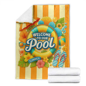 Welcome to Our Pool Retro Retro Gingham Stripes Summer Throw Blanket TS02 Citrus Stripe Print Your Wear
