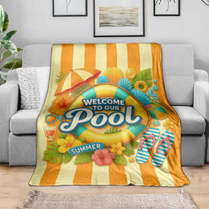 Welcome to Our Pool Retro Retro Gingham Stripes Summer Throw Blanket TS02 Print Your Wear