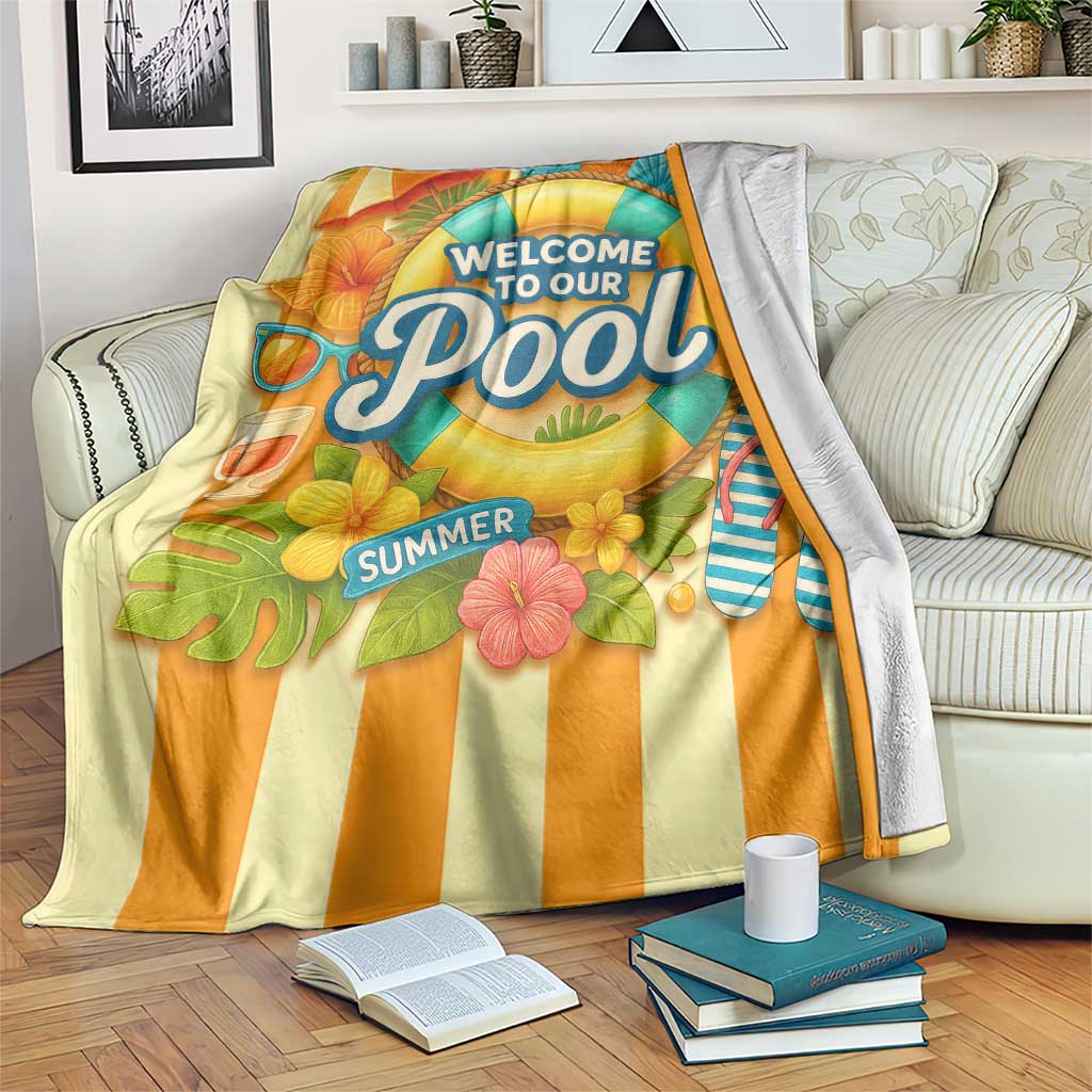 Welcome to Our Pool Retro Retro Gingham Stripes Summer Throw Blanket TS02 Print Your Wear