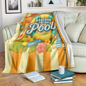 Welcome to Our Pool Retro Retro Gingham Stripes Summer Throw Blanket TS02 Print Your Wear