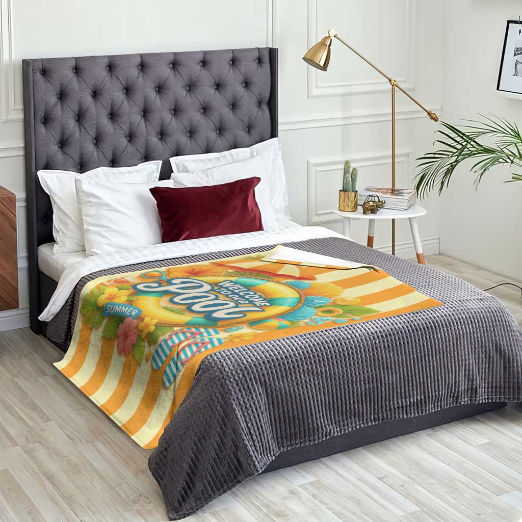 Welcome to Our Pool Retro Retro Gingham Stripes Summer Throw Blanket TS02 Print Your Wear