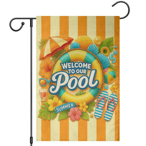 Welcome to Our Pool Retro Retro Gingham Stripes Summer Garden Flag TS02 Citrus Stripe Print Your Wear