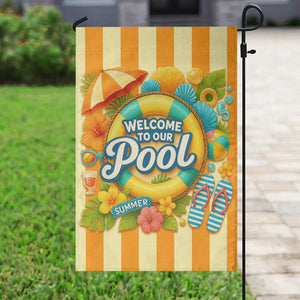 Welcome to Our Pool Retro Retro Gingham Stripes Summer Garden Flag TS02 Print Your Wear