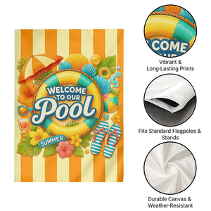 Welcome to Our Pool Retro Retro Gingham Stripes Summer Garden Flag TS02 Print Your Wear