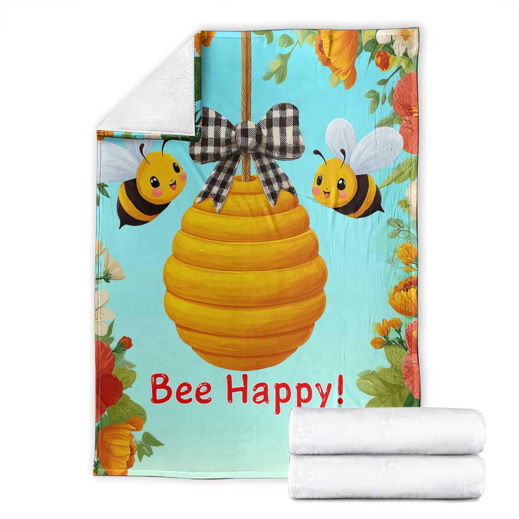 Bee Happy Honeycomb Gingham Bow Floral Spring Summer Throw Blanket TS02 Tropical Garden Print Your Wear
