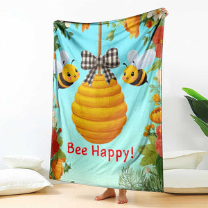 Bee Happy Honeycomb Gingham Bow Floral Spring Summer Throw Blanket TS02 Print Your Wear