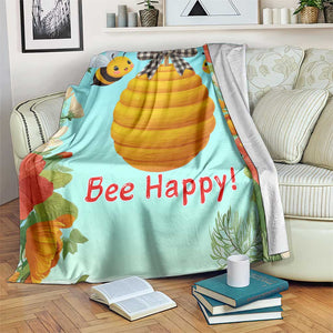 Bee Happy Honeycomb Gingham Bow Floral Spring Summer Throw Blanket TS02 Print Your Wear