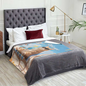 Welcome Beach Lounge Orange Tabby Cat Tropical Vacation Throw Blanket TS02 Print Your Wear
