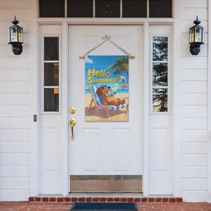 Hello Summer Wiener Dog Dachshund Relaxing on Beach Garden Flag TS02 Print Your Wear
