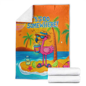 It’s 5 Somewhere Flamingo Tropical Beach Vacation Throw Blanket Oasis Summer Vibes TS02 Orange Print Your Wear