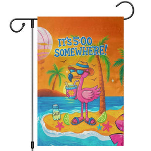 It’s 5 Somewhere Flamingo Tropical Beach Vacation Garden Flag Oasis Summer Vibes TS02 Orange Print Your Wear