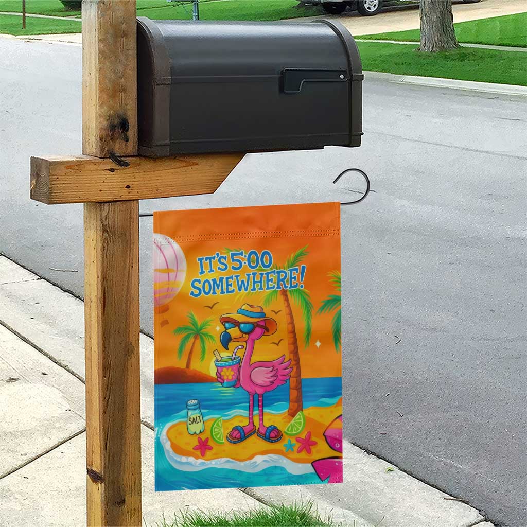 It’s 5 Somewhere Flamingo Tropical Beach Vacation Garden Flag Oasis Summer Vibes TS02 Print Your Wear