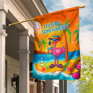 It’s 5 Somewhere Flamingo Tropical Beach Vacation Garden Flag Oasis Summer Vibes TS02 Print Your Wear