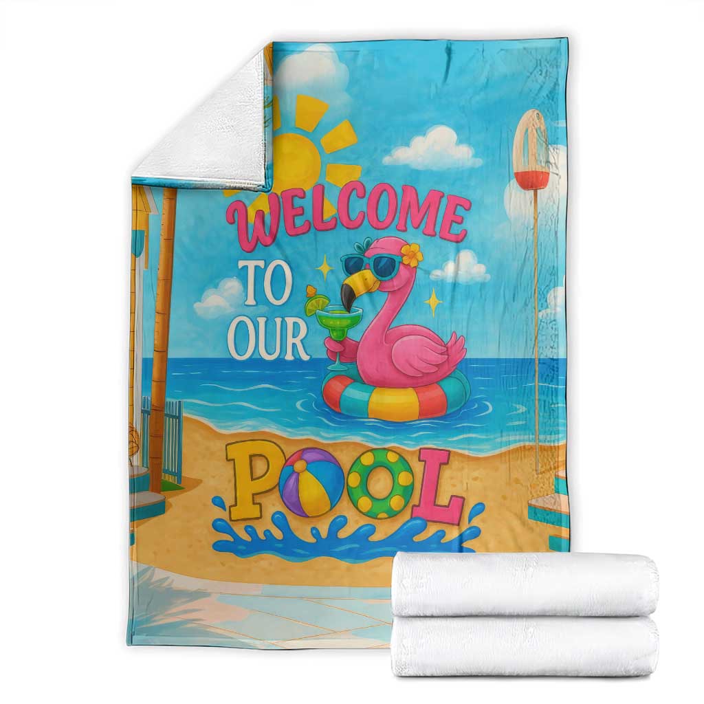 Welcome to Our Pool Floating Flamingo Tropical Throw Blanket Oasis Summer Vibes Beach Vacation TS02 Tropical Blue Print Your Wear