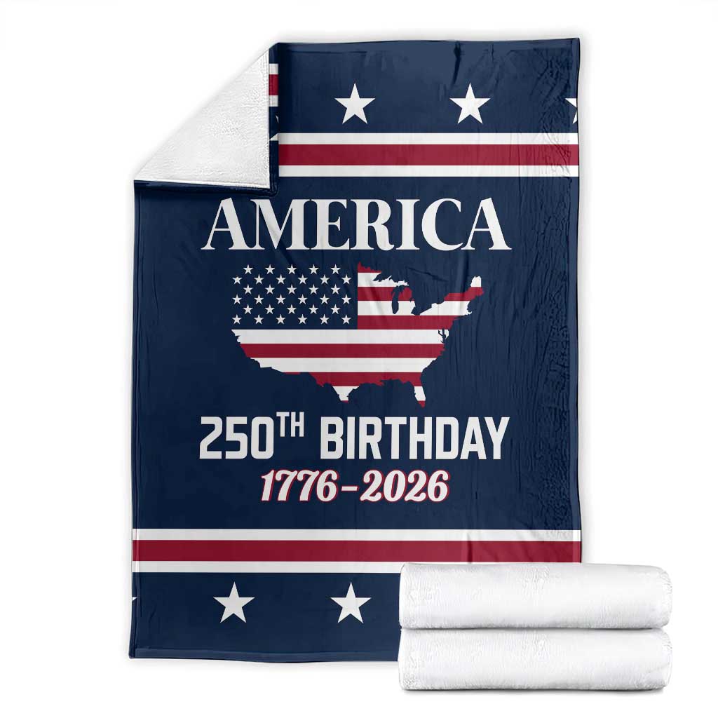 America 250th Birthday 1776 2026 Patriotic USA Map Throw Blanket Red White Blue 4th of July Independence Celebration TS02 Navy Print Your Wear