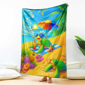 Summer Sea Turtle Drinking Cocktail Throw Blanket Beach Paradise Oasis Vacation TS02 Print Your Wear