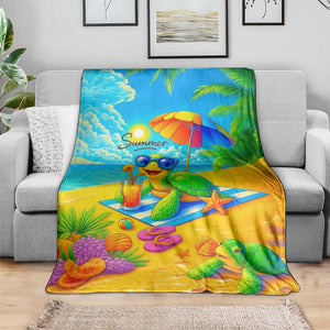 Summer Sea Turtle Drinking Cocktail Throw Blanket Beach Paradise Oasis Vacation TS02 Print Your Wear