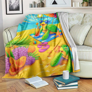 Summer Sea Turtle Drinking Cocktail Throw Blanket Beach Paradise Oasis Vacation TS02 Print Your Wear