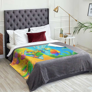 Summer Sea Turtle Drinking Cocktail Throw Blanket Beach Paradise Oasis Vacation TS02 Print Your Wear