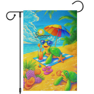 Summer Sea Turtle Drinking Cocktail Garden Flag Beach Paradise Oasis Vacation TS02 Tropical Blue Print Your Wear