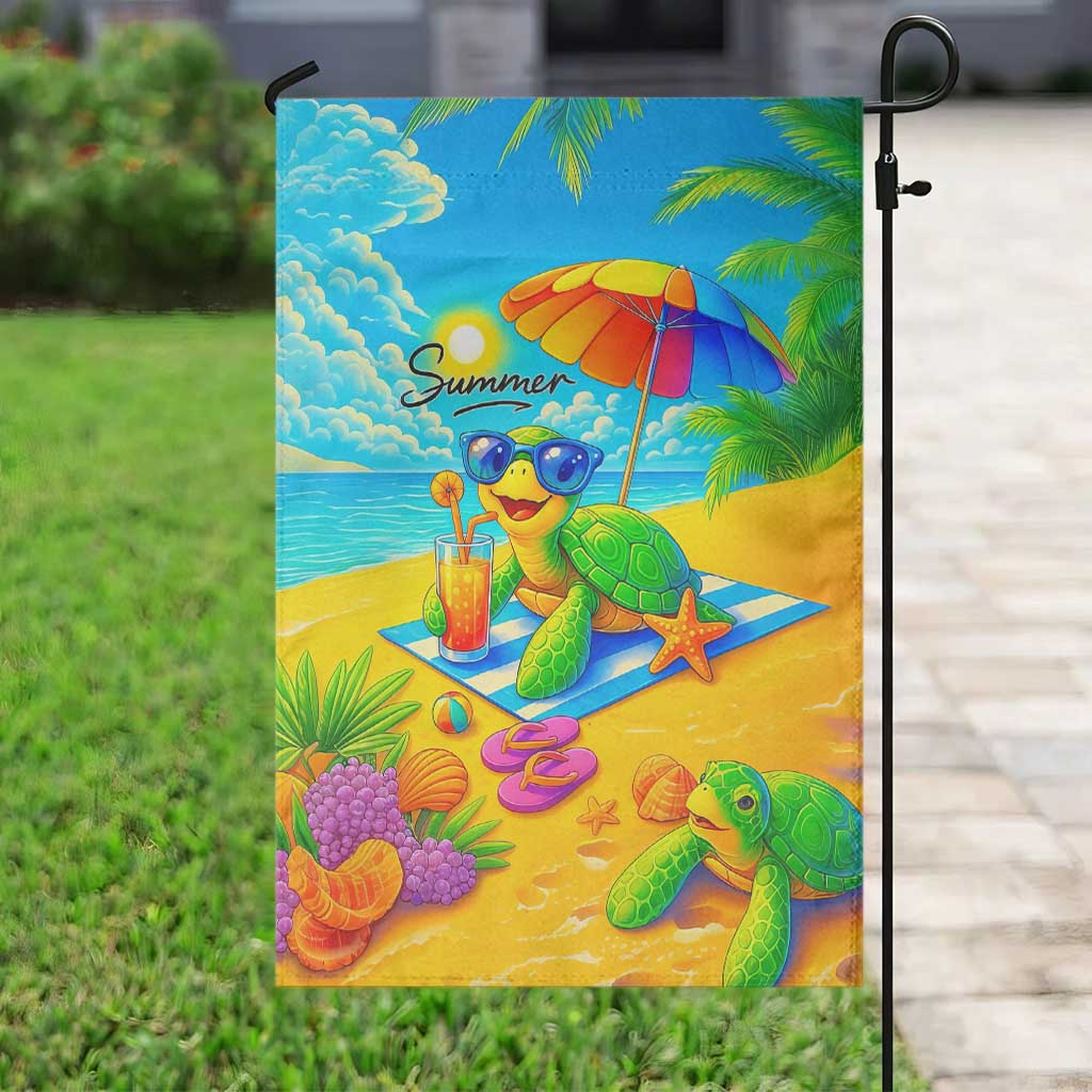 Summer Sea Turtle Drinking Cocktail Garden Flag Beach Paradise Oasis Vacation TS02 Print Your Wear