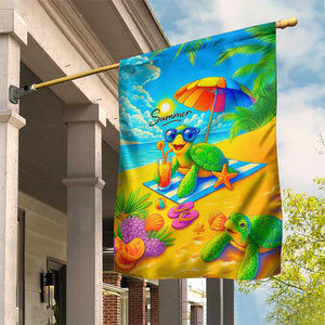 Summer Sea Turtle Drinking Cocktail Garden Flag Beach Paradise Oasis Vacation TS02 Print Your Wear