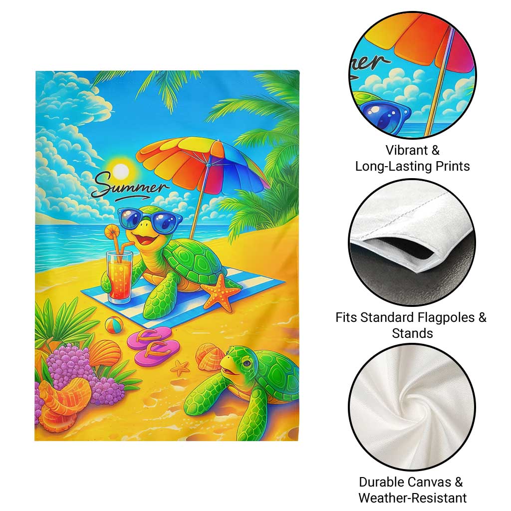 Summer Sea Turtle Drinking Cocktail Garden Flag Beach Paradise Oasis Vacation TS02 Print Your Wear
