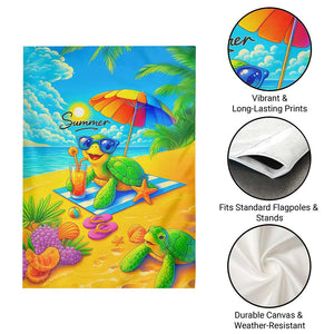 Summer Sea Turtle Drinking Cocktail Garden Flag Beach Paradise Oasis Vacation TS02 Print Your Wear