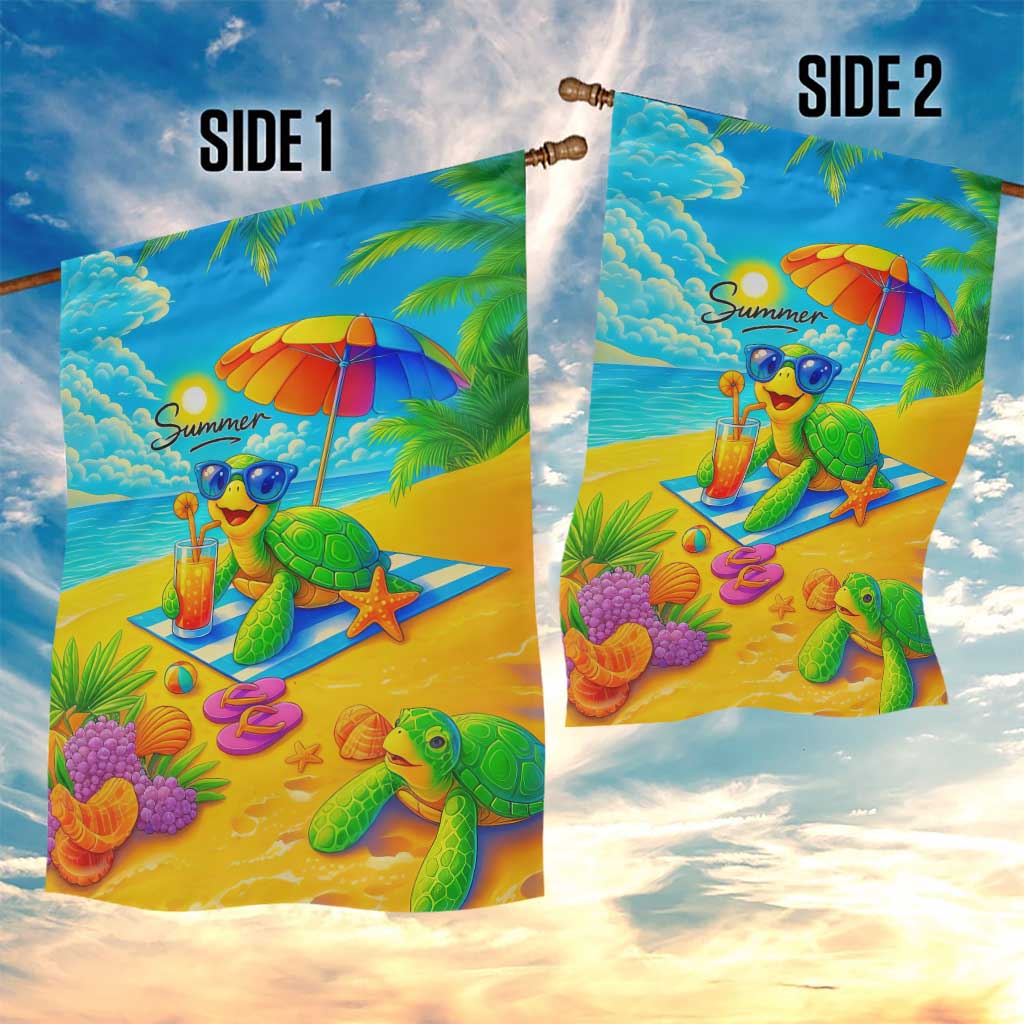 Summer Sea Turtle Drinking Cocktail Garden Flag Beach Paradise Oasis Vacation TS02 Print Your Wear
