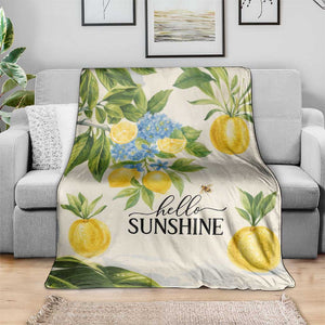 Hello Sunshine Watercolor Lemons and Hydrangeas Floral Throw Blanket TS02 Print Your Wear